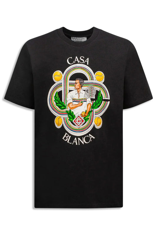 MEN'S BLACK CASABLANCA LE JOUEUR PRINTED T-SHIRT